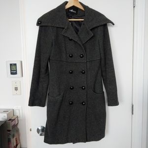 Vintage Lady Dutch double breasted coat in dark grey. Size medium.